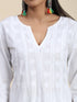 Chikankari Hand embroidery Anarkali Dress in Cotton White